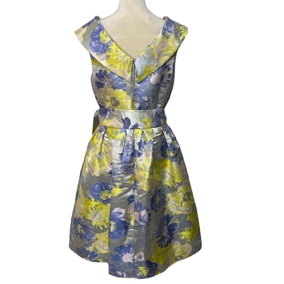 Alex Marie Yellow and Purple Floral Brocade Formal Dress Size 6 Wedding Guest - Picture 4 of 8